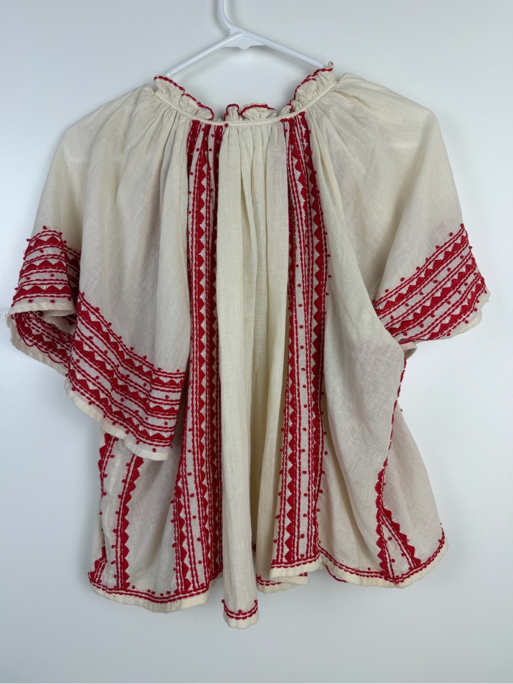Sea New York Embroidered Peasant Blouse – Ivory/Red | Size Medium - Picture 10 of 13
